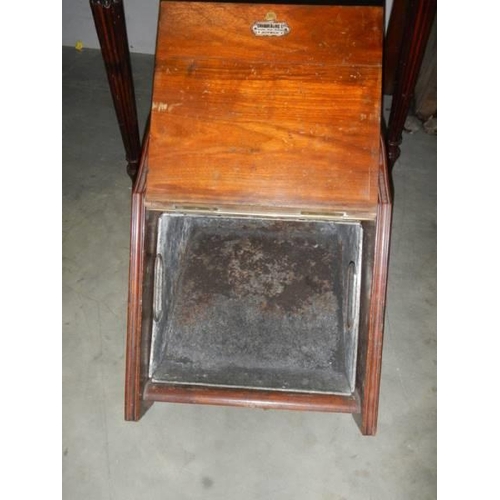 1690 - An Edwardian mahogany slope front coal box complete with liner and shovel, COLLECT ONLY.