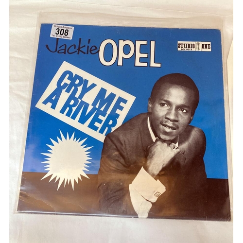 308 - Jackie Opel, Cry Me A River, Studio One Label, Vinyl VG+. Pro cleaned