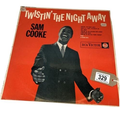 329 - Sam Cooke, Twistin The Night Away. Vinyl VG, Cover Good +