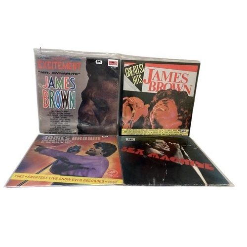 345 - 4 James Brown albums including Sex Machine. Vinyl used, All pro cleaned.