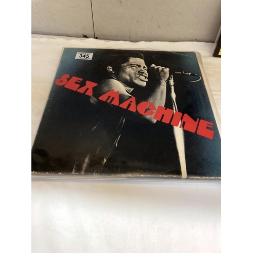 345 - 4 James Brown albums including Sex Machine. Vinyl used, All pro cleaned.