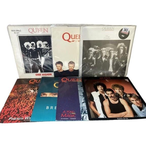 363 - 7 x Queen 12 inch singles, Pro cleaned.