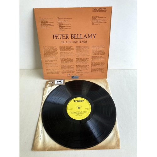 375 - Rare folk album. Peter Bellamy, Tell It Like It Was. Trailer 2089 yellow label. Vinyl Ex, Cover Ex