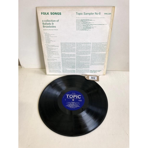 382 - Topic Sampler No 6. Includes Ewan Mccoll, The Watersons etc Vinyl Ex con