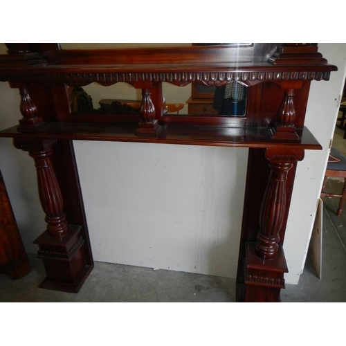 1714 - A good quality mahogany fire surround complete with overmantel mirror top, COLLLECT ONLY.