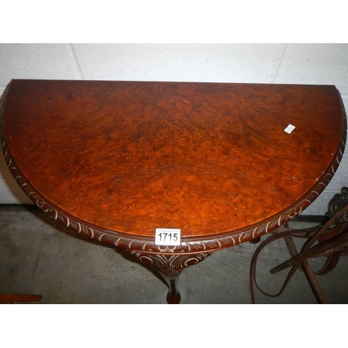 1715 - A mahogany D shaped hall table, COLLECT ONLY.