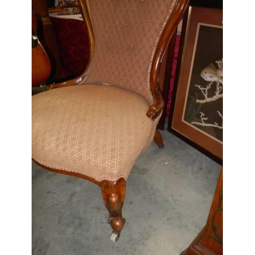 1741 - A mahogany framed cabriole leg ladies chair. COLLECT ONLY.