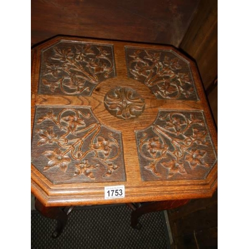 1753 - A good 20th century carved oak side table. COLLECT ONLY.