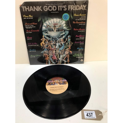 437 - Thank God Its Friday soundtrack double album with extra 12 inch single. Vinyl V-Good+, Cover Good