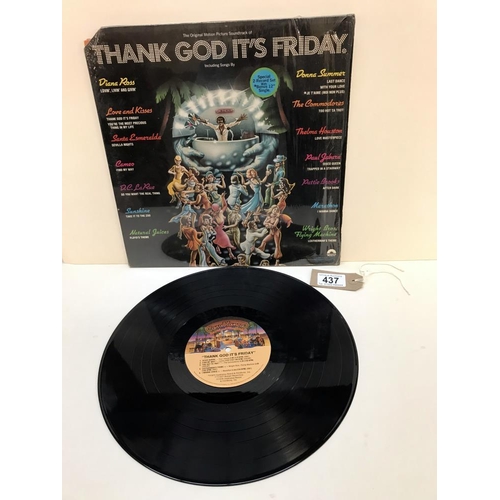 437 - Thank God Its Friday soundtrack double album with extra 12 inch single. Vinyl V-Good+, Cover Good