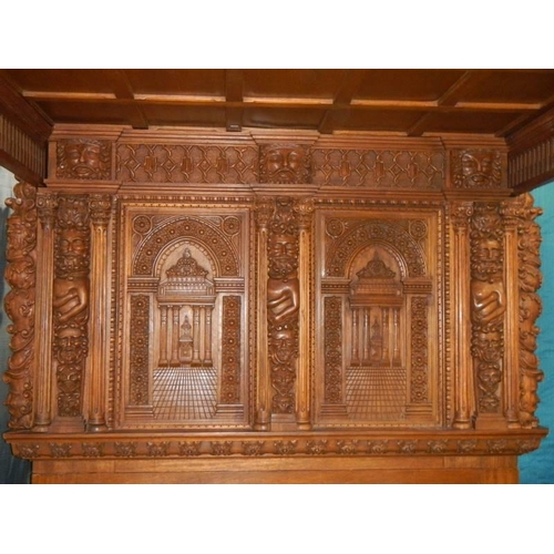 1777 - A large heavily carved mahogany bed in the design of The Great Bed of Ware, COLLECT ONLY.