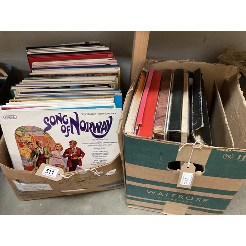 511 - A box of vinyl records including Country music, Boney M, Elvis etc