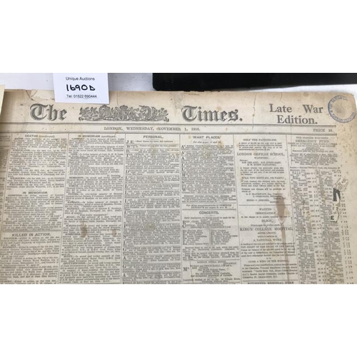 1690D - Rare copy of Locomotive prints and large hard back newspaper - The Times year1916