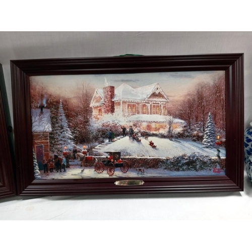 103 - 3 Bradford exchange illuminated canvas prints by Thomas Kinkade