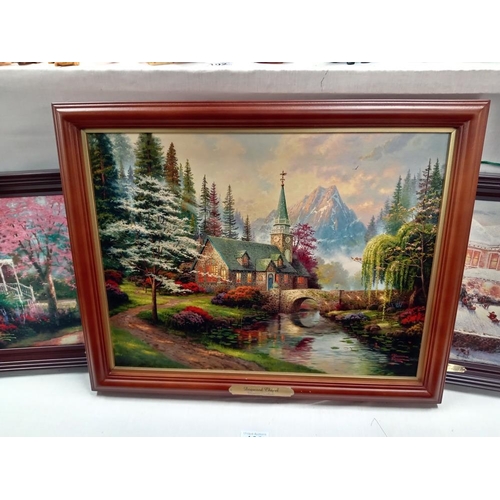 103 - 3 Bradford exchange illuminated canvas prints by Thomas Kinkade