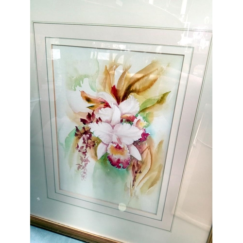 104 - 2 Framed & glazed watercolours depicting floral studies. COLLECT ONLY