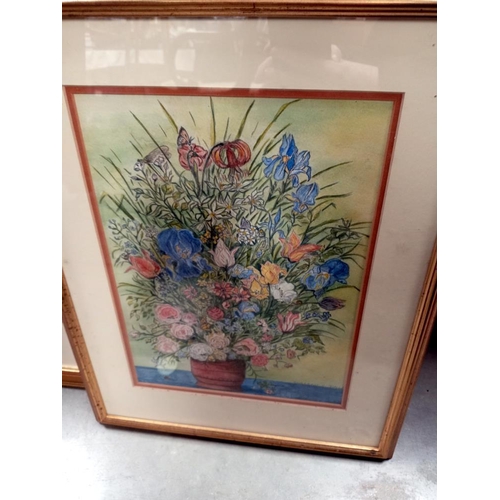 104 - 2 Framed & glazed watercolours depicting floral studies. COLLECT ONLY