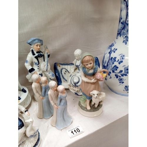 110 - A quantity of blue & white plus other figures