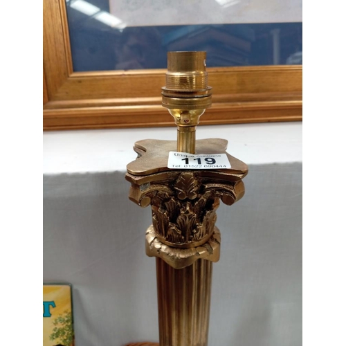 119 - A brass Corinthian column table lamp base.