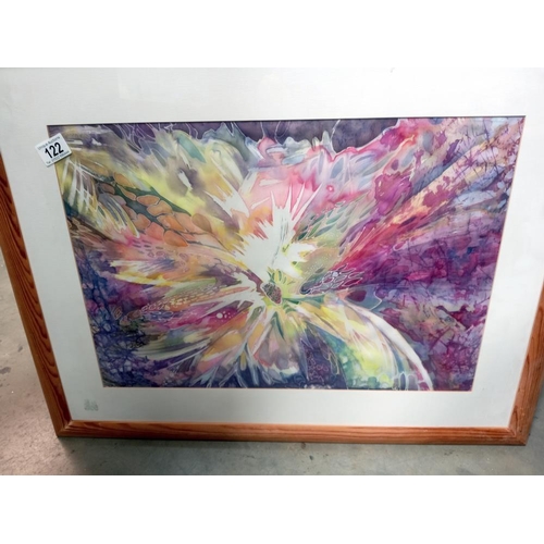 122 - A framed & glazed watercolour 'Sunburst' COLLECT ONLY