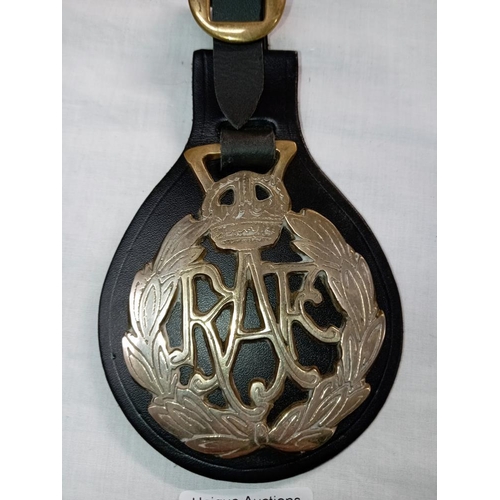 190 - An R.A.F horse brass on leather backing