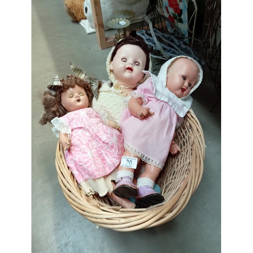 30 - Three vintage dolls.