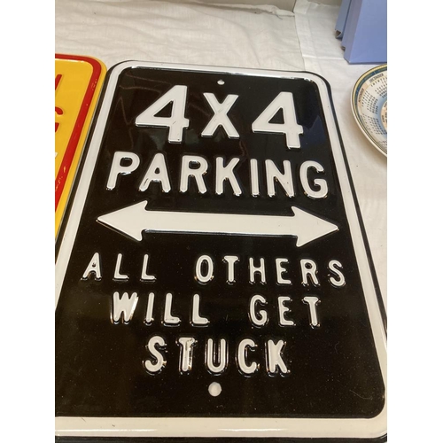 33 - 3 Motoring signs, 2 pressed, 1 printed.