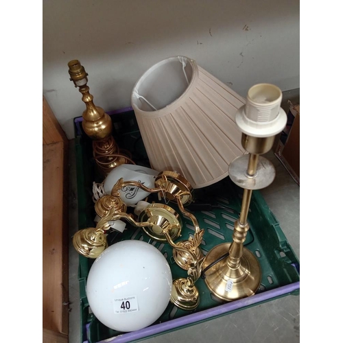 40 - A boxed lot of light fittings and lamps