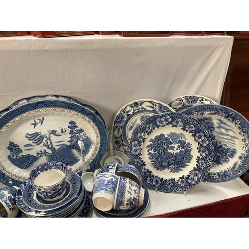 99 - A good lot of blue & white dinnerware etc