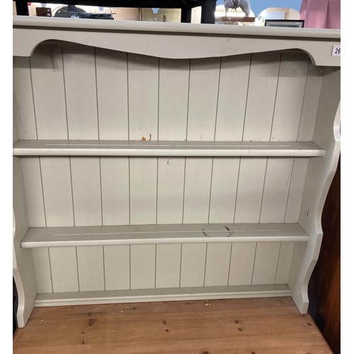 267 - A painted pine dresser with plate rack, two drawers and cupboards  170h x 97 w x 43d cm COLLECT ONLY