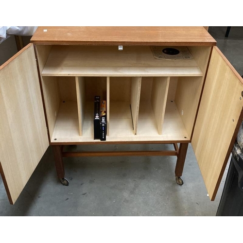 296 - A vintage teak hifi cabinet on castors. COLLECT ONLY