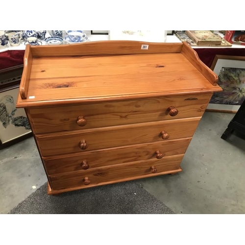 291 - A pine 4 drawer chest COLLECT ONLY