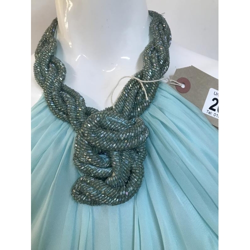 2038 - New pale Green cocktail dress (chiffon) Embellishment with sequin rope twist halter neck size 10 Ven... 