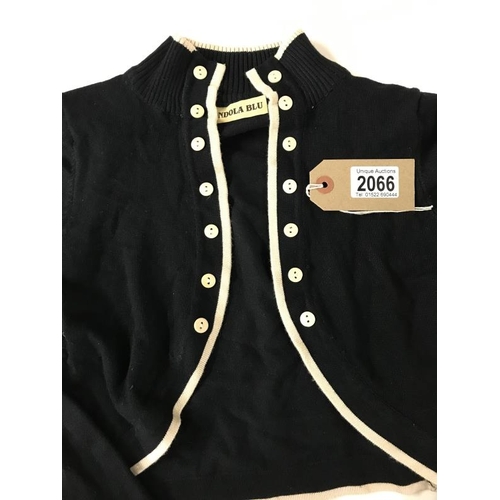 2066 - Small Crop Cardigan. Button Detailing. Vintage inspired style. Navy Blue / Black with Cream trim