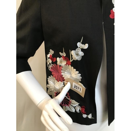 2071 - Black Short Jacket with embroidery embellished flowers Size 14