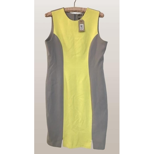 2073 - Pencil Dress with Yellow panel. Bourne England. Size 14