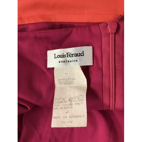 2074 - Hot Pink & Orange Pencil dress with Louis Feraud Monogram Size 10