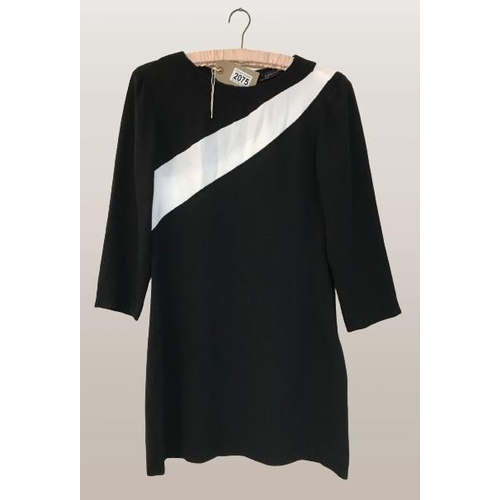 2075 - Zara Women New with Tags. Black mini dress with white insert panel. Size M