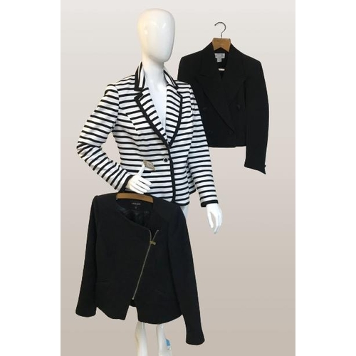 2078 - Three Jackets. 1x Per Una black & white Stripe size 14. 1x Jaeger Black size 12 1x Arabella Pollen L... 