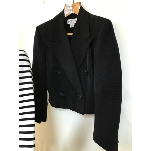 2078 - Three Jackets. 1x Per Una black & white Stripe size 14. 1x Jaeger Black size 12 1x Arabella Pollen L... 