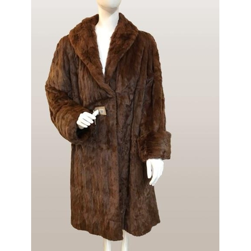 2081 - Vintage Fur Long Length coat with hand stitching, in excellent condition