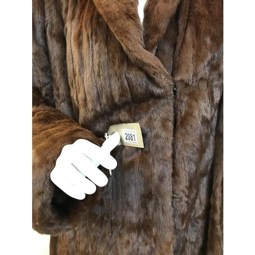 2081 - Vintage Fur Long Length coat with hand stitching, in excellent condition