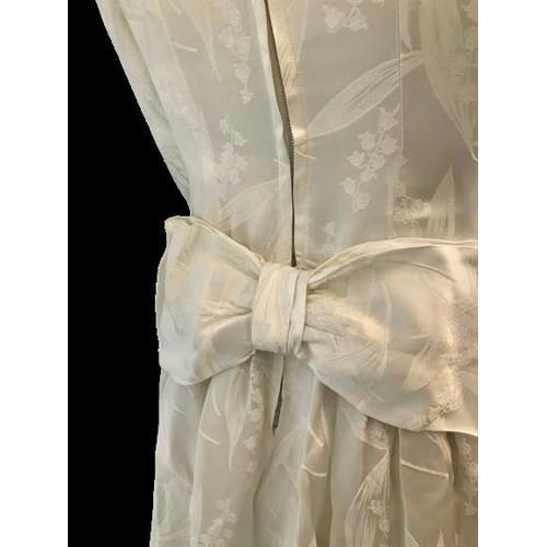 2085 - An original true vintage wedding dress, circa 1960's, lily of the valley figured damask silk satin, ... 