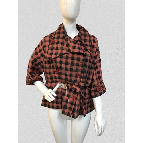 2090 - Paul smith women's wear Italian waterproof orange and black checked jacket, size 42 (uk 10)