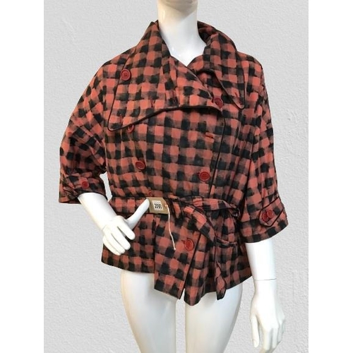 2090 - Paul smith women's wear Italian waterproof orange and black checked jacket, size 42 (uk 10)