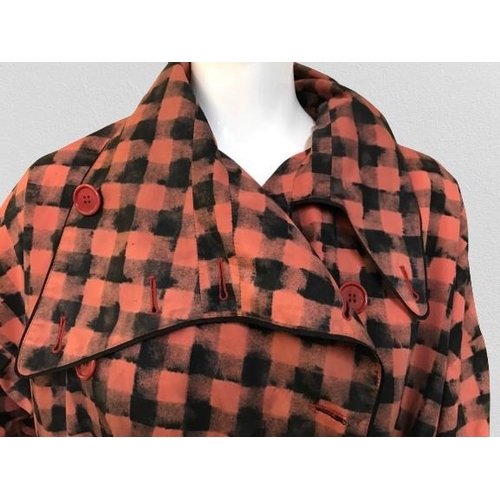 2090 - Paul smith women's wear Italian waterproof orange and black checked jacket, size 42 (uk 10)