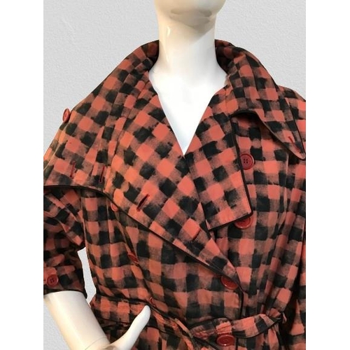 2090 - Paul smith women's wear Italian waterproof orange and black checked jacket, size 42 (uk 10)