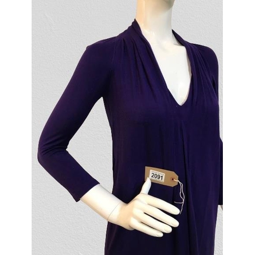 2091 - Paul smith black label purple dress, deep v neck size medium