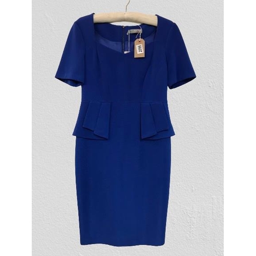 2096 - M&S petite electric blue dress with sweetheart neckline and peplum at the waist, new with tags, size... 