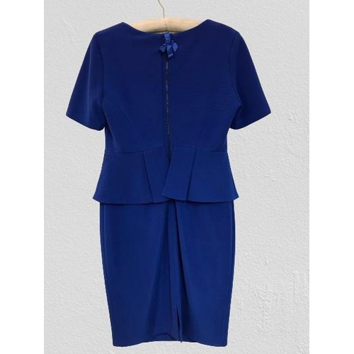 2096 - M&S petite electric blue dress with sweetheart neckline and peplum at the waist, new with tags, size... 